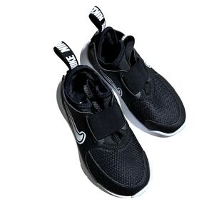 Nike Flex Runner Kids Shoes Black White Hook and Loop Slip On Athletic 9C